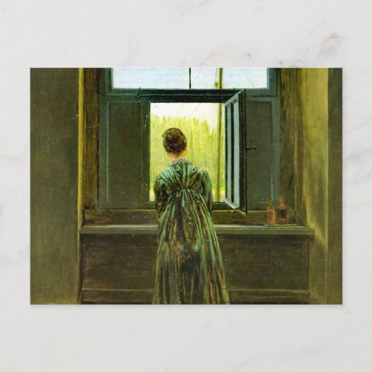Caspar David Friedrich Woman in een raam Briefkaart (Voorkant)