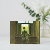 Caspar David Friedrich Woman in een raam Briefkaart (Staand voorkant)