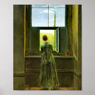 Caspar David Friedrich Woman in een raam Poster