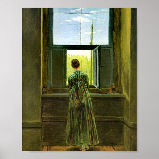 Caspar David Friedrich Woman in een raam Poster (Voorkant)