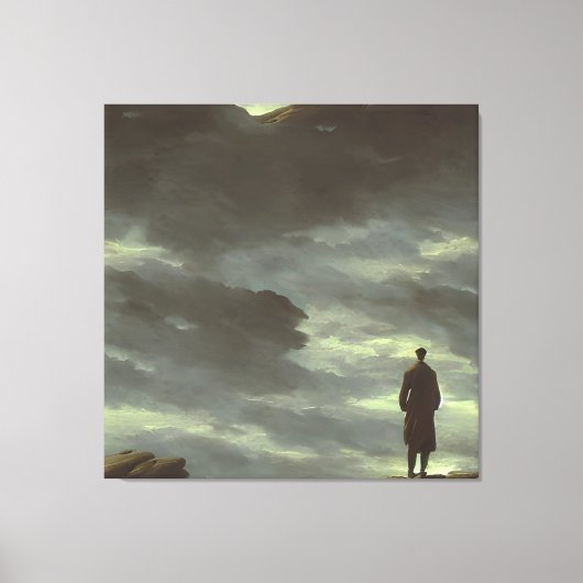 Caspar Friedrich Wanderer Boven het Zee van Mist Canvas Afdruk (Voorkant)