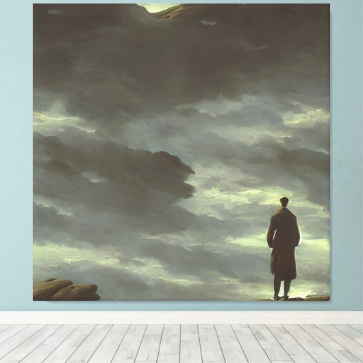 Caspar Friedrich Wanderer Boven het Zee van Mist Canvas Afdruk (Insitu (Houten vloer))