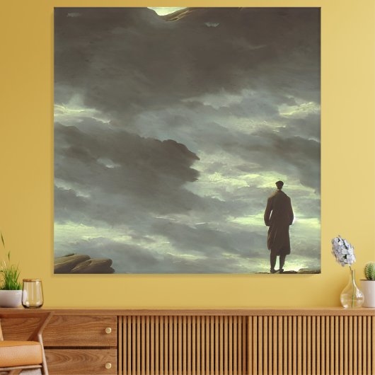 Caspar Friedrich Wanderer Boven het Zee van Mist Canvas Afdruk (Insitu (Woonkamer))