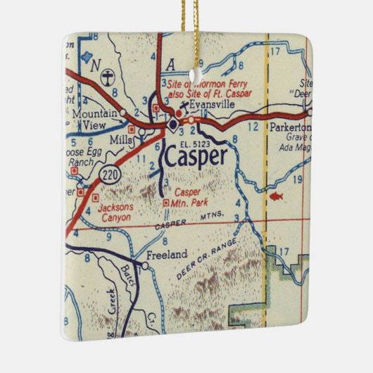 Casper WY  Map Keramisch Ornament (Rechts)