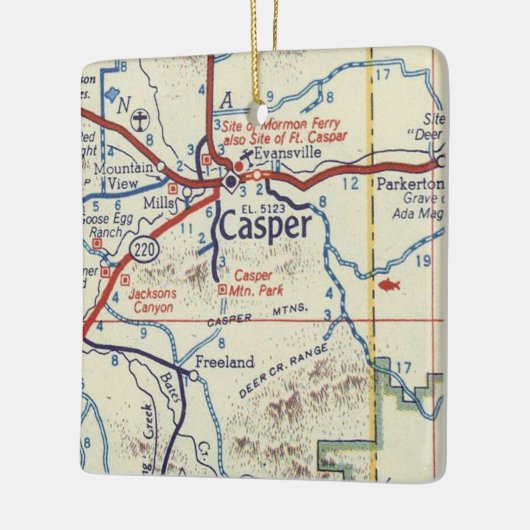 Casper WY  Map Keramisch Ornament (Links)