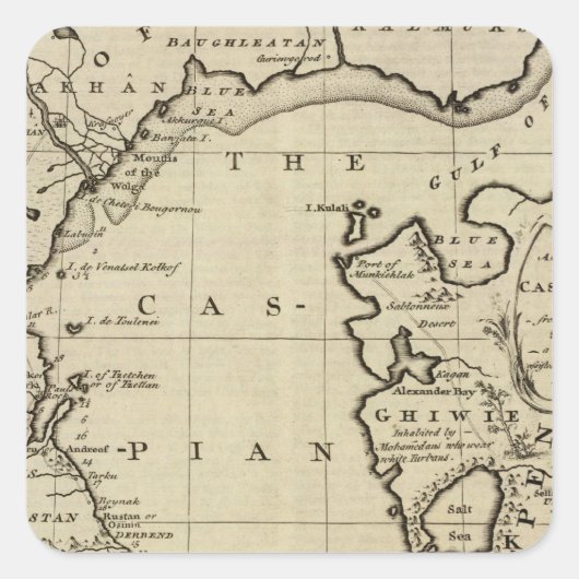 Caspiaans Zee Vierkante Sticker (Voorkant)