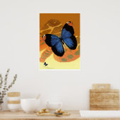 Caspian Blue Butterflies op oranje roomvleugels Poster (Keuken)