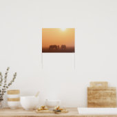 Caspian ponies grazen in de mist-zon poster (Keuken)