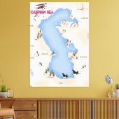 Caspian Zee Style Map reisposter Canvas Afdruk (Insitu (Woonkamer))