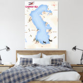 Caspian Zee Style Map reisposter Canvas Afdruk (Insitu (Slaapkamer))
