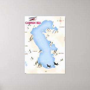 Caspian Zee Style Map reisposter Canvas Afdruk