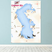 Caspian Zee Style Map reisposter Canvas Afdruk (Insitu (Houten vloer))