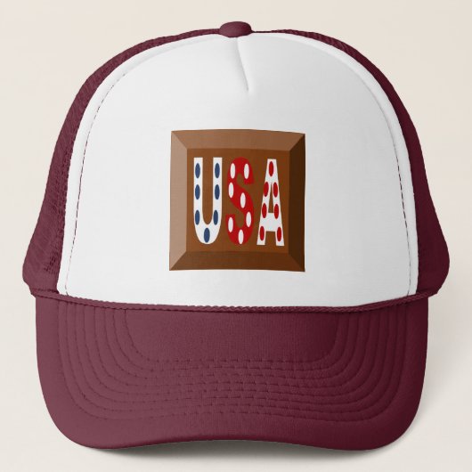 CASQUETET TRUCKER BLANC MARRON TOP DESIGN USA PET (Voorkant)