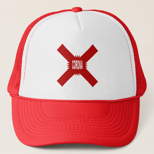 casquette trucker blanc rouge DESIGN CORONA X Pet (Voorkant)
