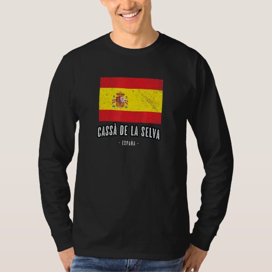 Cass de la Selva Spanje ES Vlag Stad - Bandera Rop T-shirt (Voorkant)