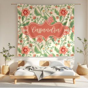 Cassandra Cream Art Nouveau Floral Vine Fleece Deken