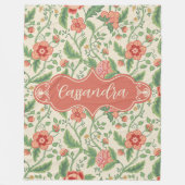 Cassandra Cream Art Nouveau Floral Vine Fleece Deken (Voorkant)
