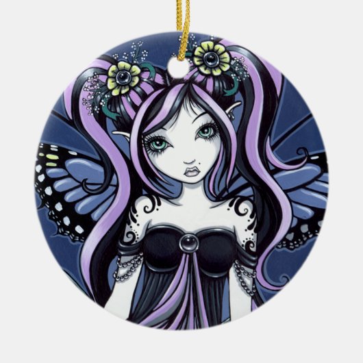 "Cassandra" Gothic Tattoo Flower Fairy Ornament (Voorkant)