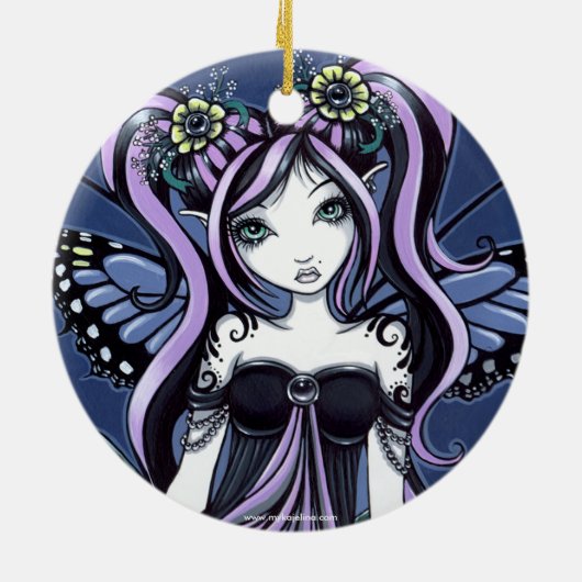 "Cassandra" Gothic Tattoo Flower Fairy Ornament (Achterkant)