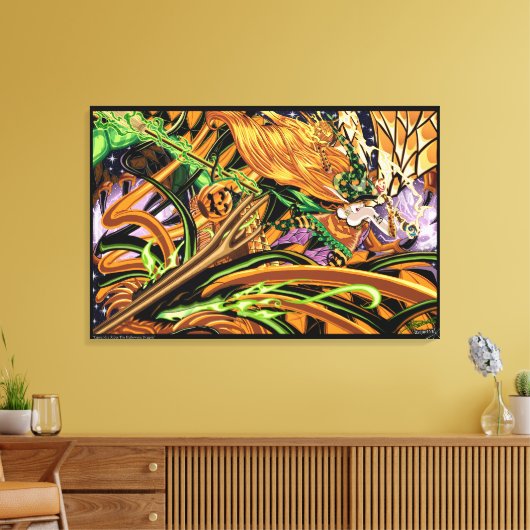 Cassandra rijdt op de Halloween Dragon Stretched C Canvas Afdruk (Insitu (Woonkamer))