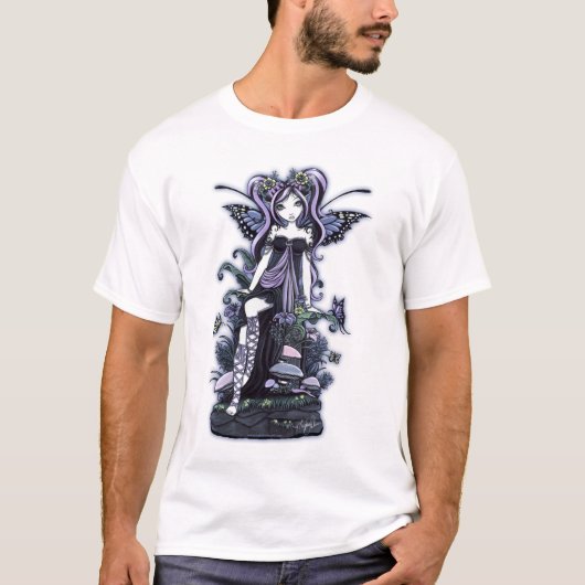 "Cassandra" Violet Blue Butterfly Fairy Art T-shirt (Voorkant)