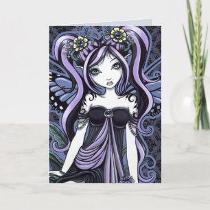 "Cassandra" Violet Butterfly Fairy Art Card Kaart