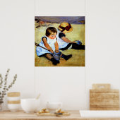 Cassat - Kinderen die op de strand spelen Poster (Keuken)