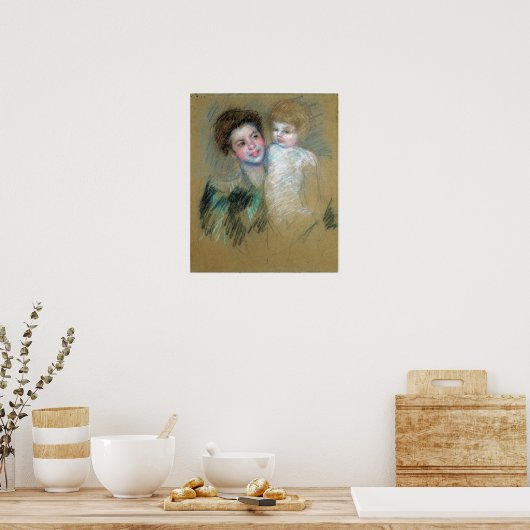 Cassat - moeder en kind poster (Keuken)