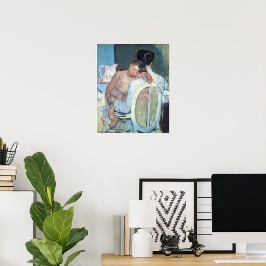 Cassat - vrouw die met haar kinderen in haar armen poster (Thuiskantoor)