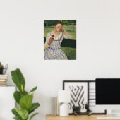 Cassat - vrouw met rode zinnië poster (Thuiskantoor)