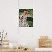 Cassat - vrouw met rode zinnië poster (Keuken)