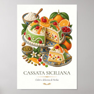 Cassata Siciliana– Ouderwetse Italiaanse Dessert Poster