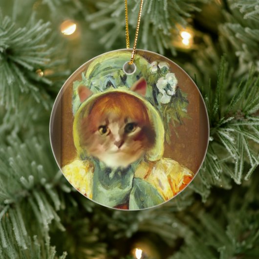 Cassatt Bonnet on Kitten  Keramisch Ornament (Boom)