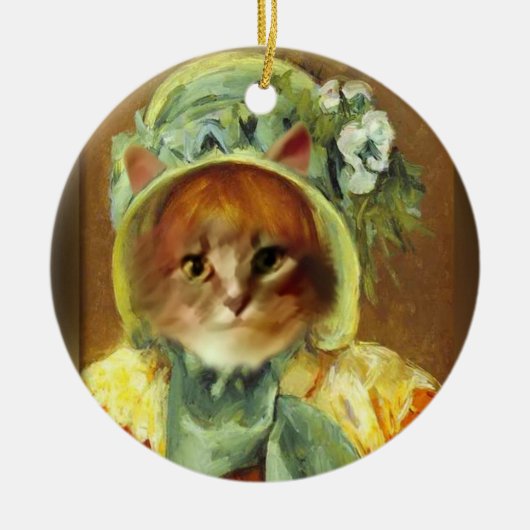 Cassatt Bonnet on Kitten  Keramisch Ornament (Voorkant)