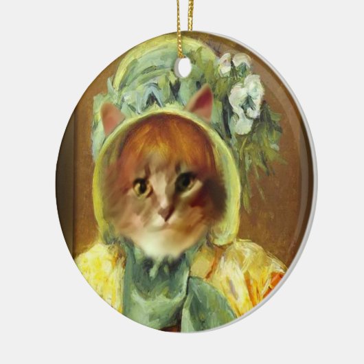 Cassatt Bonnet on Kitten  Keramisch Ornament (Links)
