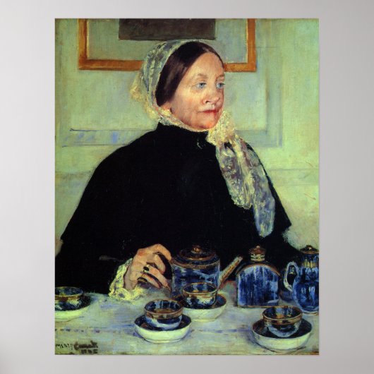 Cassatt - Dame aan Theetafel 1885 Poster (Voorkant)