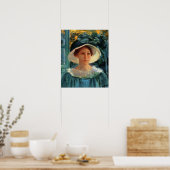 Cassatt - Jonge vrouw in het groen buiten in de zo Poster (Keuken)
