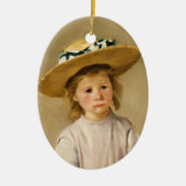 Cassatt Kind in Strohoed Keramisch Ornament (Voorkant)