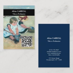 Cassatt - Kinderen spelen op het strand - QR Code Visitekaartje
