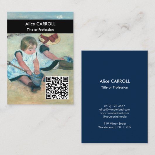 Cassatt - Kinderen spelen op het strand - QR Code Visitekaartje (Voorkant / Achterkant)