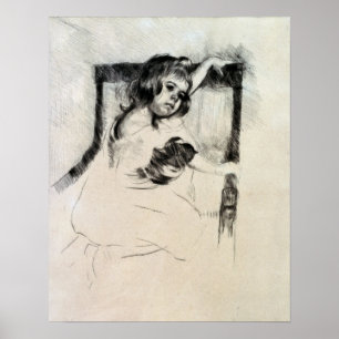 Cassatt - Knielend in leunstoel Poster