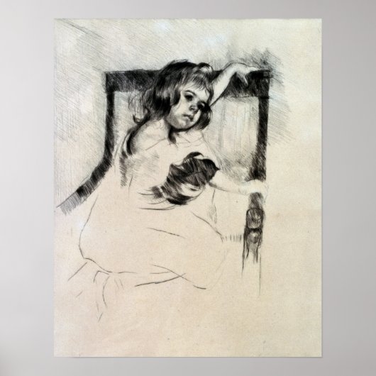 Cassatt - Knielend in leunstoel Poster (Voorkant)
