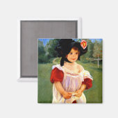 Cassatt - Lente, Margot Staande in een Tuin Magneet (Voorkant / Achterkant)