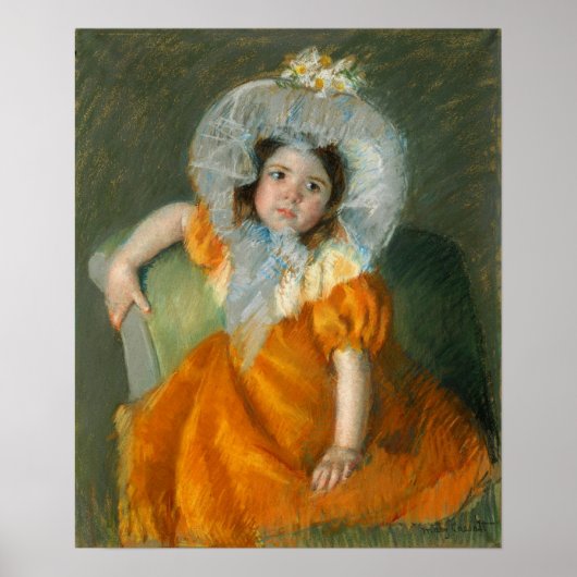 Cassatt - Margot in oranje jurk Poster (Voorkant)