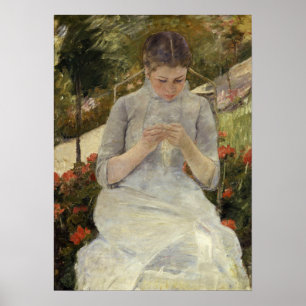 Cassatt - Meisje in de tuin Poster