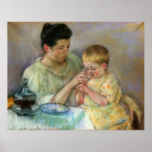 Cassatt - Moeder voedt kind Poster