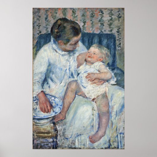 Cassatt - Moeder wast haar slaperige kind Poster (Voorkant)