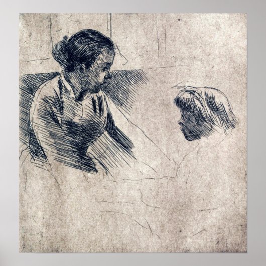 Cassatt - Susan en kind tegenover elkaar Poster (Voorkant)