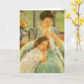 Cassatt's jonge moeder naai, Happy Moederdag Kaart (Gele Bloem)