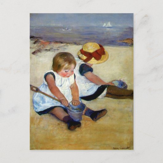 Cassatt's "Kinderen op het strand" Briefkaart (Voorkant)